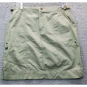 Havana Jack's Cafe Skirt Womens Size 10 Green Cotton Pockets‎ Waist Cinch Straps